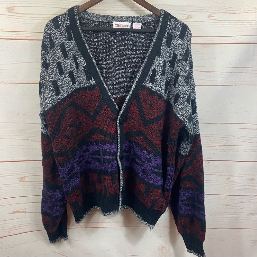 Vintage Campus Button Up V Neck Cardigan